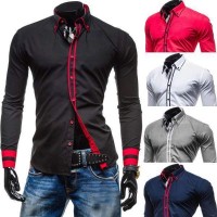 Chemise Homme Ajustee Slim Fit Fashion Lisere colore Elegant Style